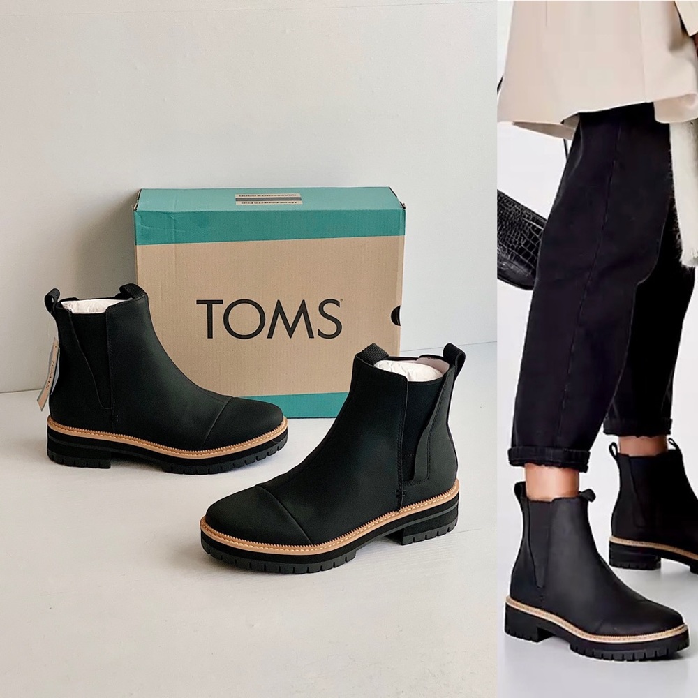 ✨TOMS Dakota Water Resistant Leather Lugged Chelsea Boots 7